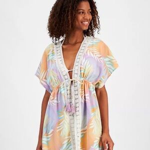 Miken
Women's Printed Tie-Waist Crochet-Trim Cover Up M NWT